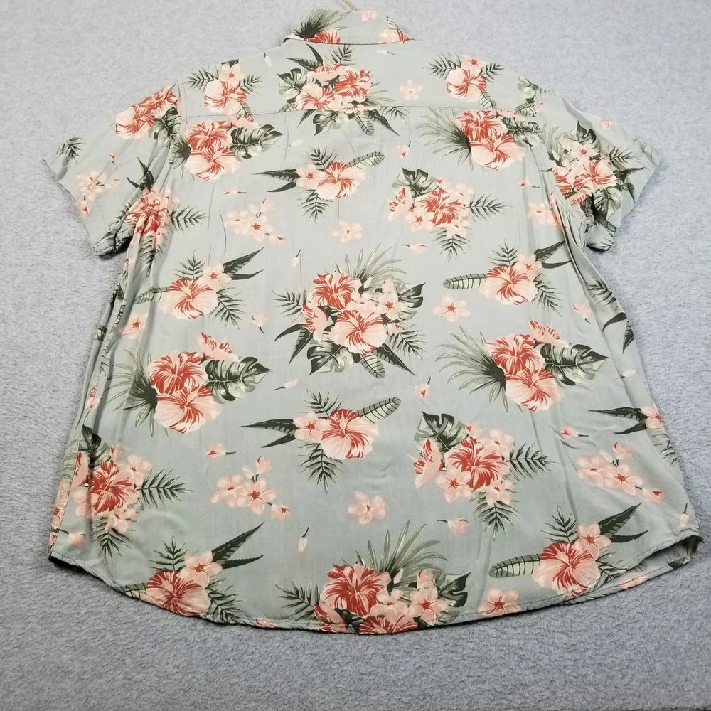Eighty Eight Button Up Shirt Mens M Medium Green Floral Hawaiian Tropical Camp